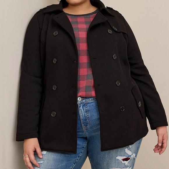 Torrid Fleece Peacoat Jacket Black 2X - Picture 1 of 12